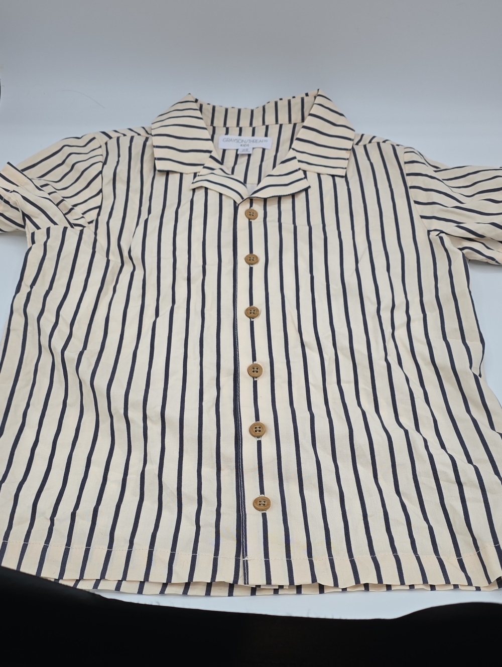 Grayson Threads Boys Short Sleeve Striped Button Down Shirt Size XS 4/5